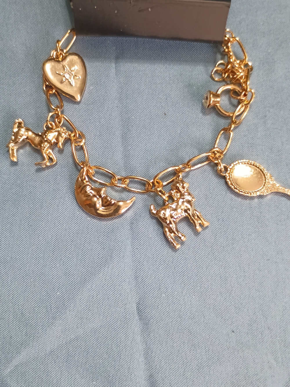 paparazzi Gold-Tone Horse, Moon, Heart & Mirror Charm Bracelet
